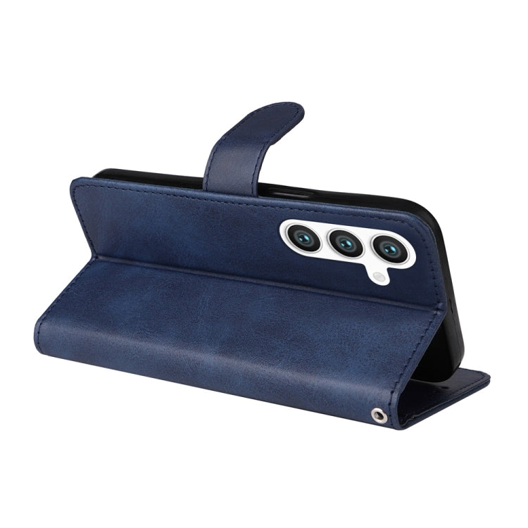 For Samsung Galaxy S25 5G Classic Calf Texture Flip Leather Phone Case(Blue)