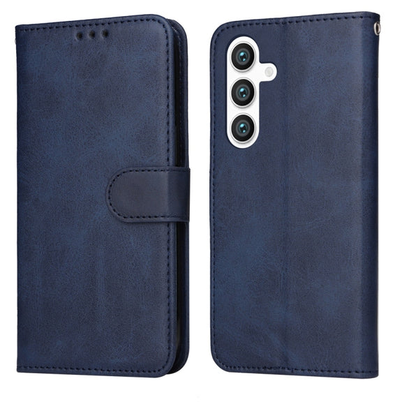 For Samsung Galaxy S25 5G Classic Calf Texture Flip Leather Phone Case(Blue)