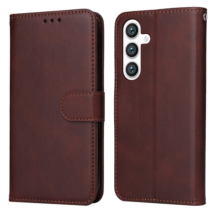 For Samsung Galaxy S25+ 5G Classic Calf Texture Flip Leather Phone Case(Brown)