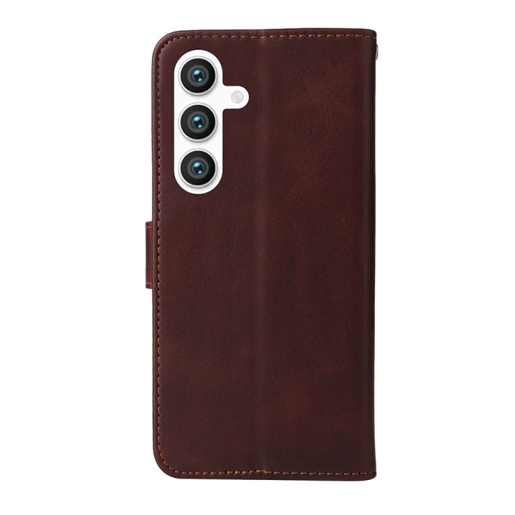 For Samsung Galaxy S25+ 5G Classic Calf Texture Flip Leather Phone Case(Brown)