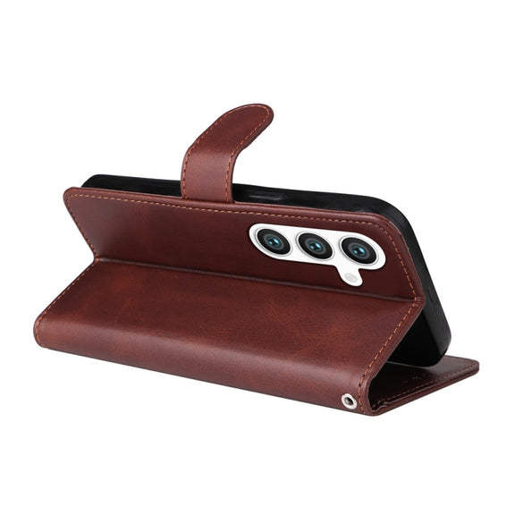 For Samsung Galaxy S25+ 5G Classic Calf Texture Flip Leather Phone Case(Brown)