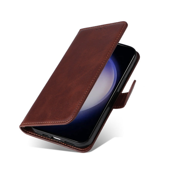For Samsung Galaxy S25+ 5G Classic Calf Texture Flip Leather Phone Case(Brown)