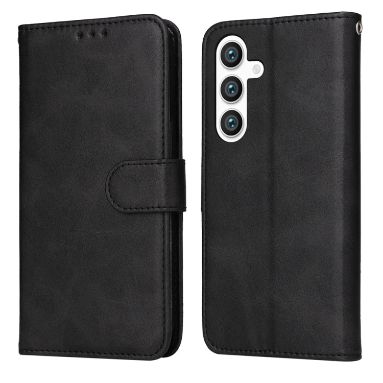 For Samsung Galaxy S25+ 5G Classic Calf Texture Flip Leather Phone Case(Black)