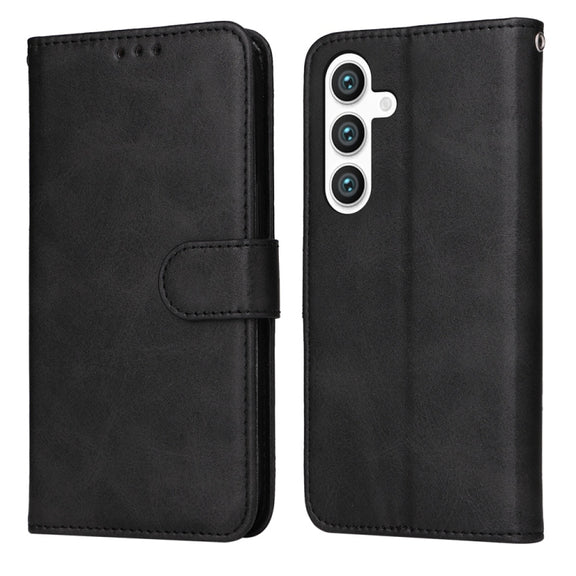 For Samsung Galaxy S25+ 5G Classic Calf Texture Flip Leather Phone Case(Black)