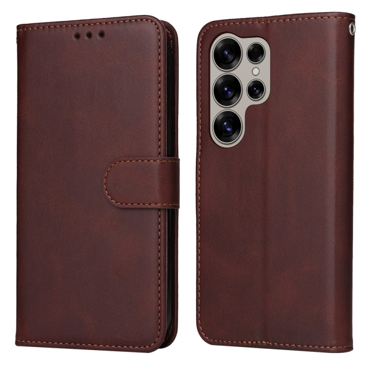 For Samsung Galaxy S25 Ultra 5G Classic Calf Texture Flip Leather Phone Case(Brown)