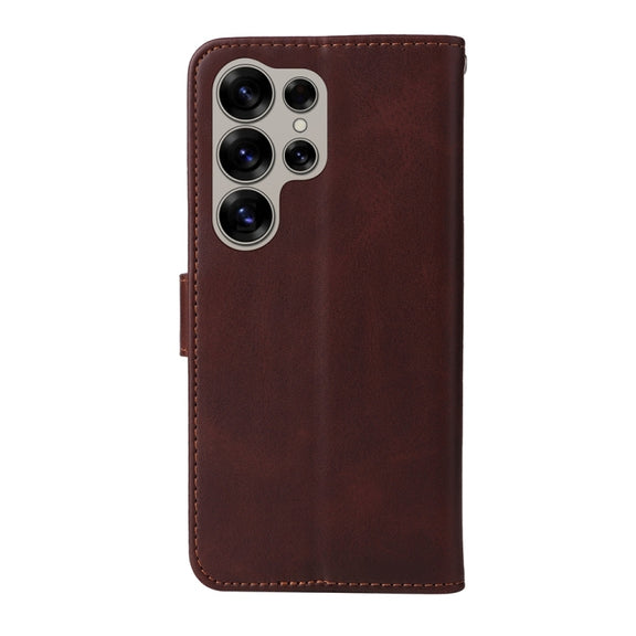 For Samsung Galaxy S25 Ultra 5G Classic Calf Texture Flip Leather Phone Case(Brown)