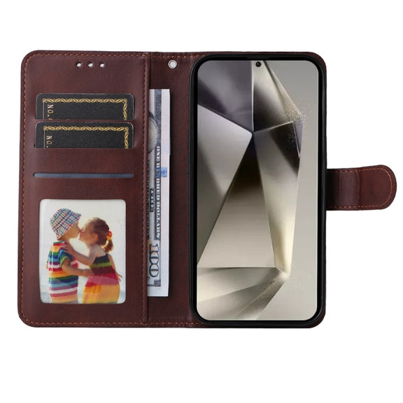 For Samsung Galaxy S25 Ultra 5G Classic Calf Texture Flip Leather Phone Case(Brown)