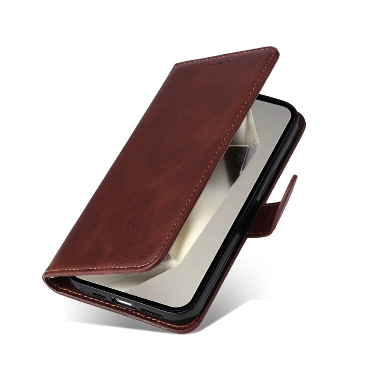 For Samsung Galaxy S25 Ultra 5G Classic Calf Texture Flip Leather Phone Case(Brown)