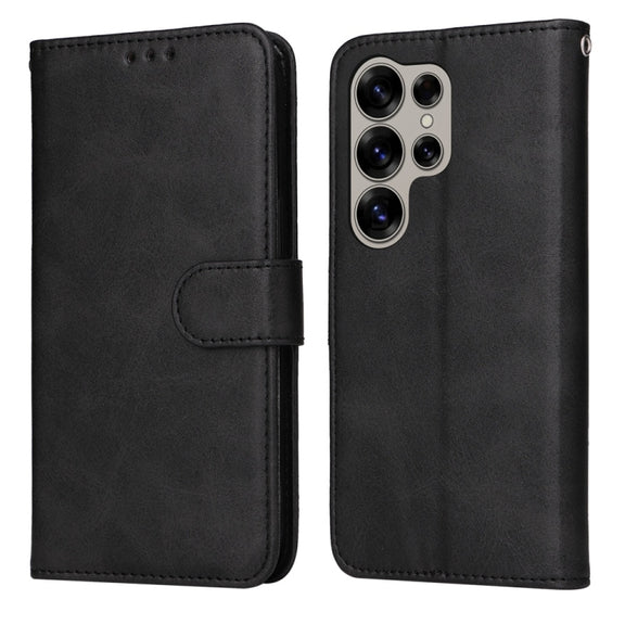 For Samsung Galaxy S25 Ultra 5G Classic Calf Texture Flip Leather Phone Case(Black)
