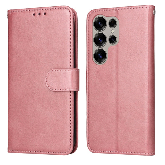 For Samsung Galaxy S25 Ultra 5G Classic Calf Texture Flip Leather Phone Case(Rose Gold)