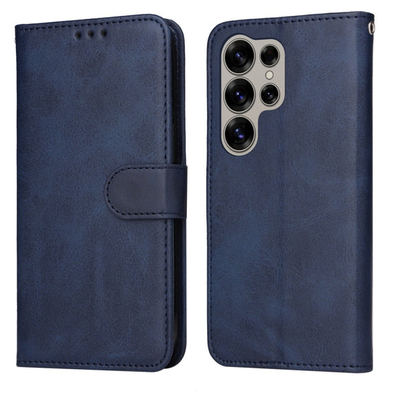 For Samsung Galaxy S25 Ultra 5G Classic Calf Texture Flip Leather Phone Case(Blue)