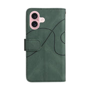 For iPhone 16 Dual-color 9 Card Slots Zipper Wallet Leather Phone Case(Green)