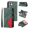For iPhone 16 Plus Dual-color 9 Card Slots Zipper Wallet Leather Phone Case(Green) - free shipping - PMC TechLife - Order now!