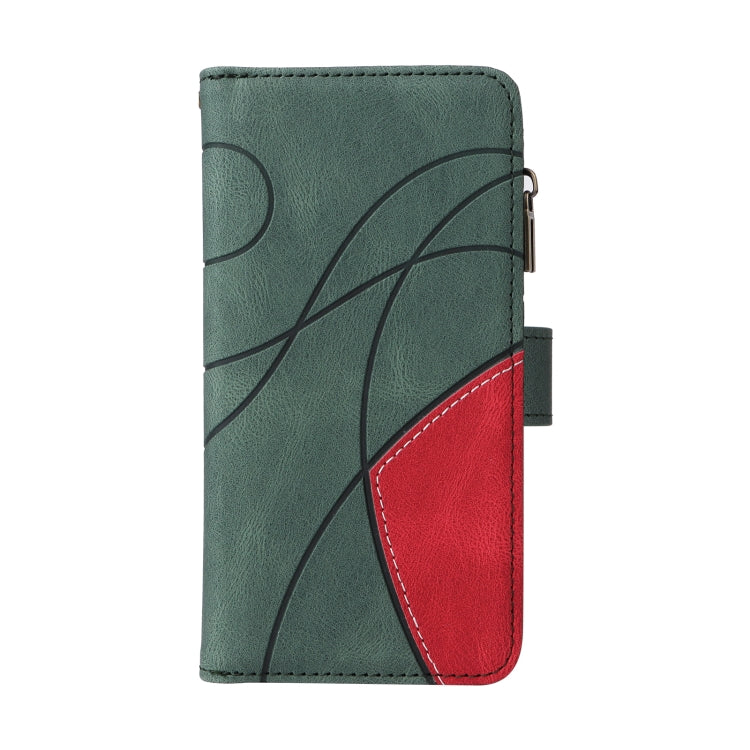For iPhone 16 Plus Dual-color 9 Card Slots Zipper Wallet Leather Phone Case(Green)