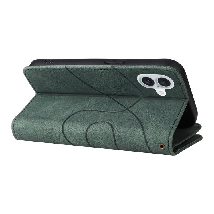 For iPhone 16 Plus Dual-color 9 Card Slots Zipper Wallet Leather Phone Case(Green)