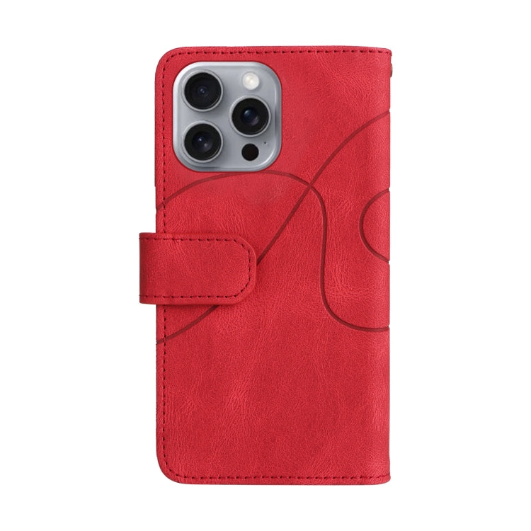For iPhone 16 Pro Max Dual-color 9 Card Slots Zipper Wallet Leather Phone Case(Red)