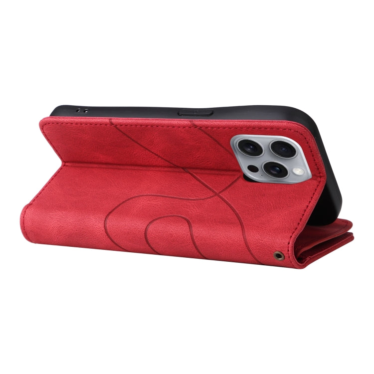 For iPhone 16 Pro Max Dual-color 9 Card Slots Zipper Wallet Leather Phone Case(Red)