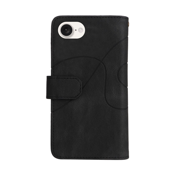 For iPhone 16e Dual-color 9 Card Slots Zipper Wallet Leather Phone Case(Black)