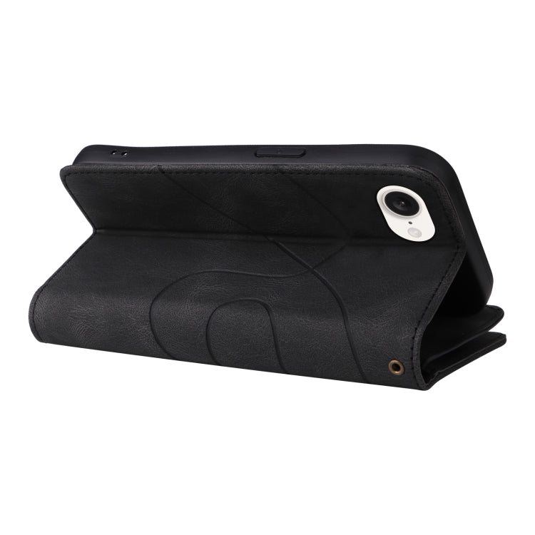 For iPhone 16e Dual-color 9 Card Slots Zipper Wallet Leather Phone Case(Black)