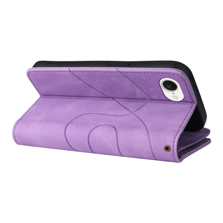 For iPhone 16e Dual-color 9 Card Slots Zipper Wallet Leather Phone Case(Purple)