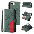 For iPhone 16e Dual-color 9 Card Slots Zipper Wallet Leather Phone Case(Green) - iPhone 16e Cases by PMC TechLife | Online Shopping South Africa | PMC TechLife | Buy Now Pay Later Mobicred