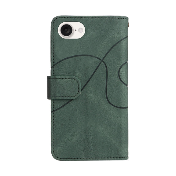 For iPhone 16e Dual-color 9 Card Slots Zipper Wallet Leather Phone Case(Green)