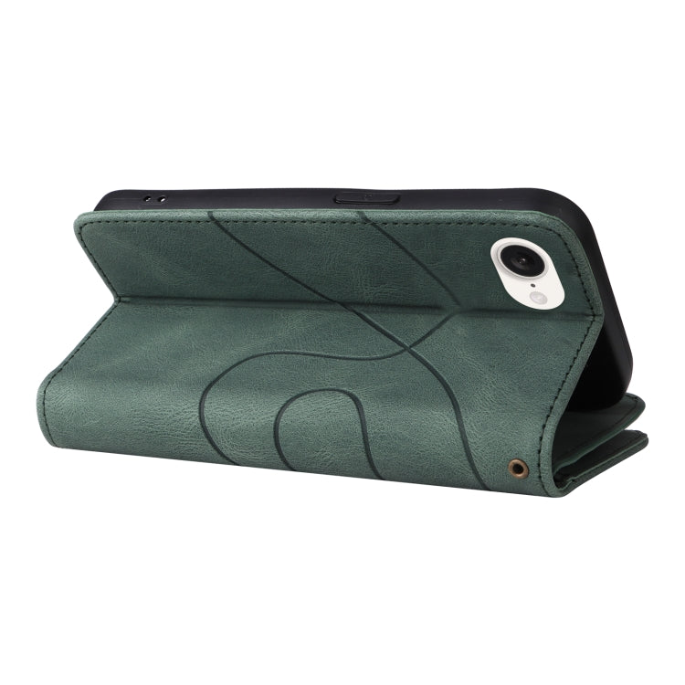 For iPhone 16e Dual-color 9 Card Slots Zipper Wallet Leather Phone Case(Green)