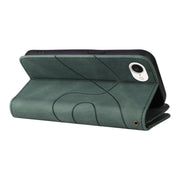 For iPhone 16e Dual-color 9 Card Slots Zipper Wallet Leather Phone Case(Green)