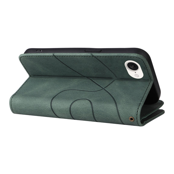 For iPhone 16e Dual-color 9 Card Slots Zipper Wallet Leather Phone Case(Green)