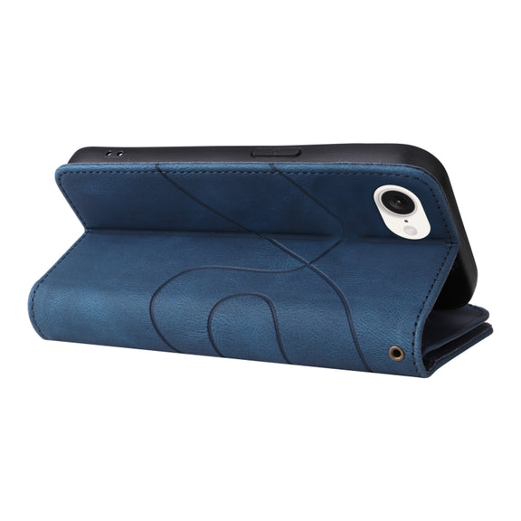 For iPhone 16e Dual-color 9 Card Slots Zipper Wallet Leather Phone Case(Blue)