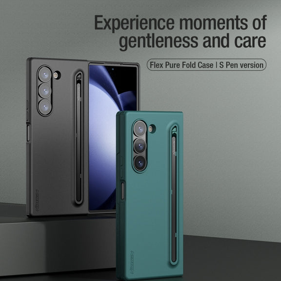 For Samsung Galaxy Z Fold6 5G NILLKIN Flex Pure PC + Liquid Silicone Phone Case with S Pen(Green)