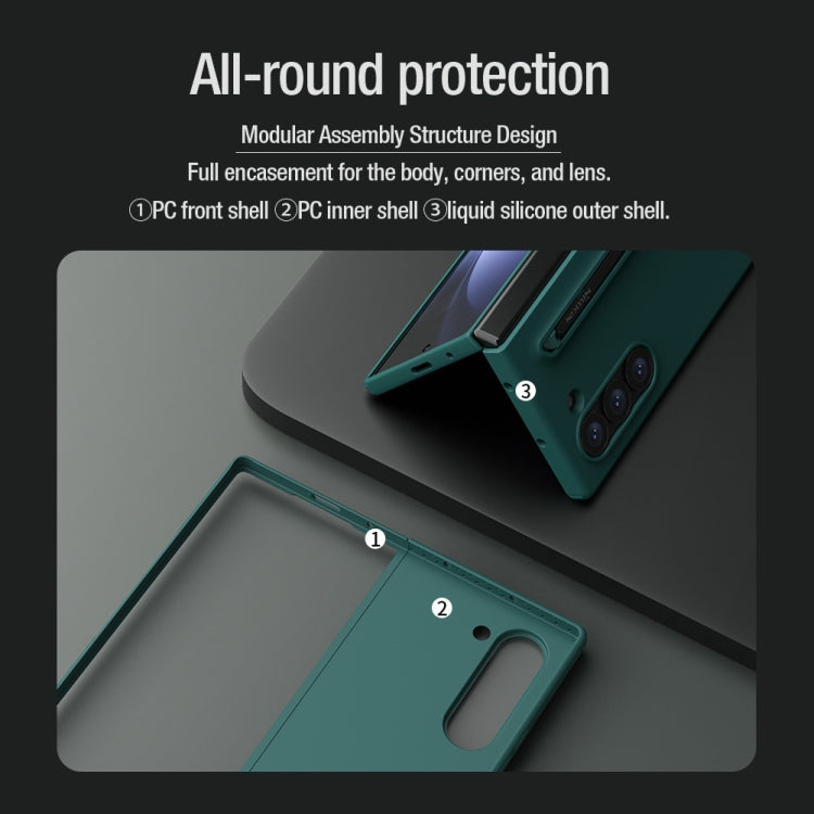 For Samsung Galaxy Z Fold6 5G NILLKIN Flex Pure PC + Liquid Silicone Phone Case with S Pen(Black)