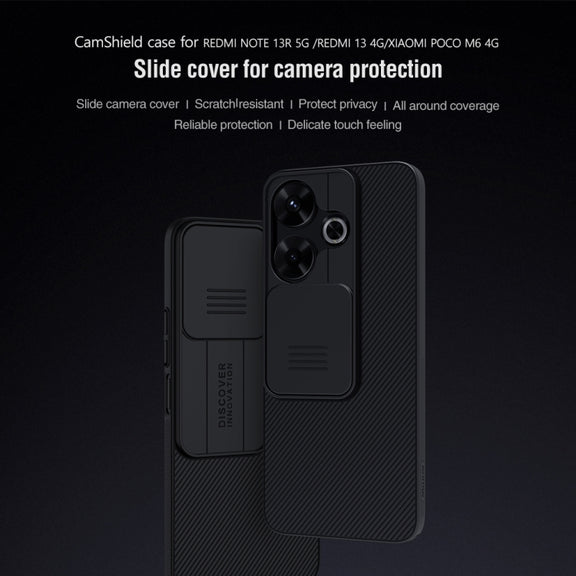 For Xiaomi Poco M6 4G NILLKIN Black Mirror Series Camshield PC Phone Case(Black)