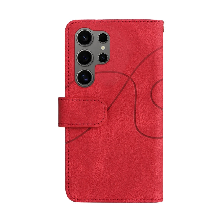 For Samsung Galaxy S25 Ultra 5G Dual-color 9 Card Slots Zipper Wallet Leather Phone Case(Red)