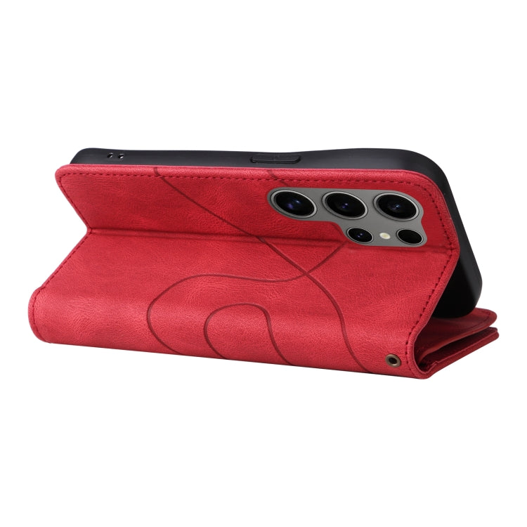 For Samsung Galaxy S25 Ultra 5G Dual-color 9 Card Slots Zipper Wallet Leather Phone Case(Red)