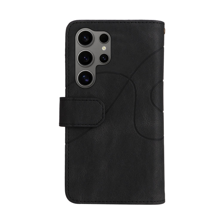 For Samsung Galaxy S25 Ultra 5G Dual-color 9 Card Slots Zipper Wallet Leather Phone Case(Black)