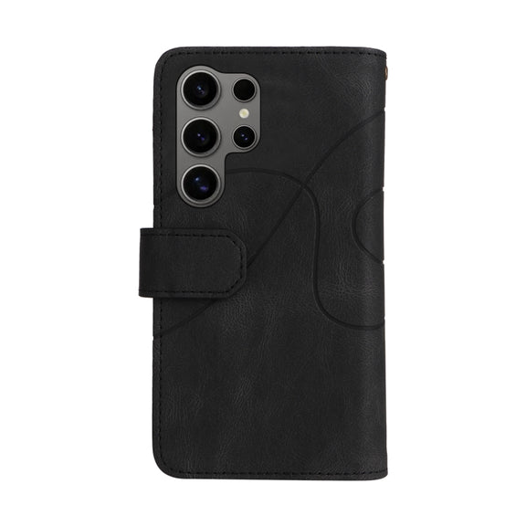 For Samsung Galaxy S25 Ultra 5G Dual-color 9 Card Slots Zipper Wallet Leather Phone Case(Black)