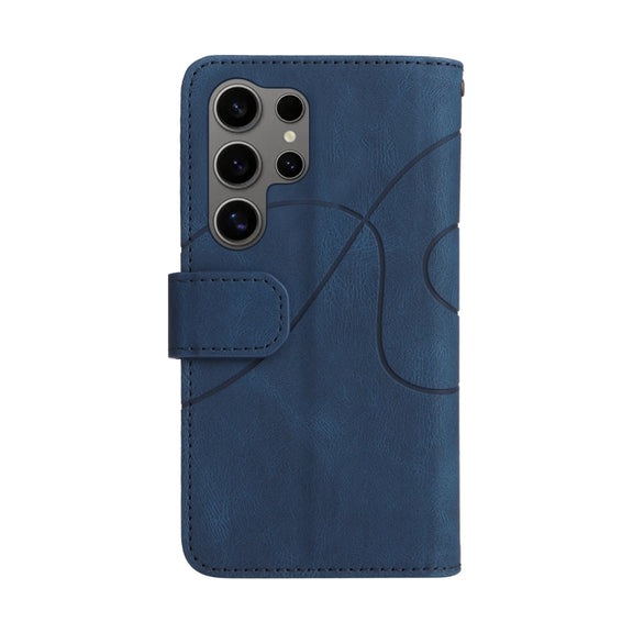 For Samsung Galaxy S25 Ultra 5G Dual-color 9 Card Slots Zipper Wallet Leather Phone Case(Blue)