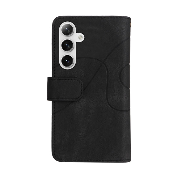 For Samsung Galaxy S25 / S24 5G Dual-color 9 Card Slots Zipper Wallet Leather Phone Case(Black)