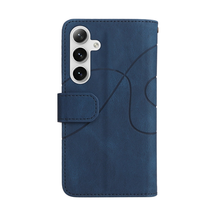 For Samsung Galaxy S25 / S24 5G Dual-color 9 Card Slots Zipper Wallet Leather Phone Case(Blue)