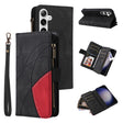 For Samsung Galaxy S25+ / S24+ 5G Dual-color 9 Card Slots Zipper Wallet Leather Phone Case(Black) - Galaxy S25+ 5G Cases by PMC Jewellery | Online Shopping South Africa | PMC Jewellery | Buy Now Pay Later Mobicred