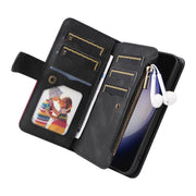 For Samsung Galaxy S25+ / S24+ 5G Dual-color 9 Card Slots Zipper Wallet Leather Phone Case(Black)