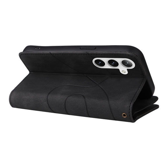 For Samsung Galaxy S25+ / S24+ 5G Dual-color 9 Card Slots Zipper Wallet Leather Phone Case(Black)