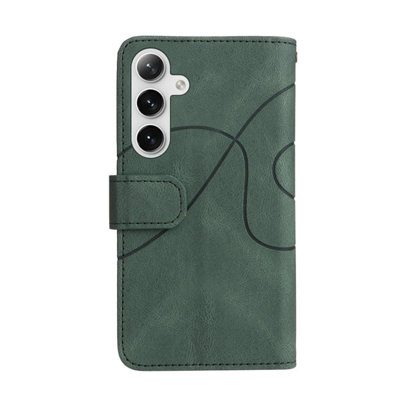 For Samsung Galaxy S25+ / S24+ 5G Dual-color 9 Card Slots Zipper Wallet Leather Phone Case(Green)
