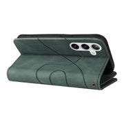 For Samsung Galaxy S25+ / S24+ 5G Dual-color 9 Card Slots Zipper Wallet Leather Phone Case(Green)