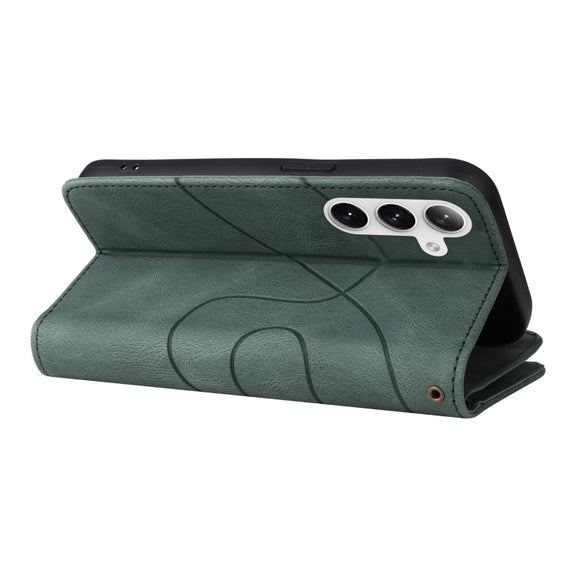 For Samsung Galaxy S25+ / S24+ 5G Dual-color 9 Card Slots Zipper Wallet Leather Phone Case(Green)
