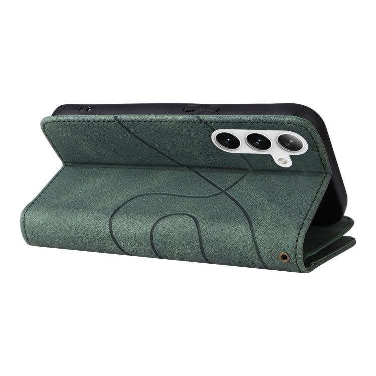 For Samsung Galaxy S25+ / S24+ 5G Dual-color 9 Card Slots Zipper Wallet Leather Phone Case(Green)