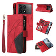For Redmi K70 Dual-color 9 Card Slots Zipper Wallet Leather Phone Case(Red) - free shipping - PMC Jewellery - Order now!