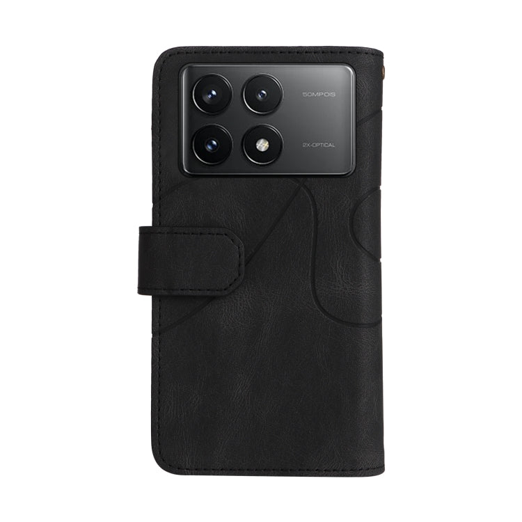 For Redmi K70 Dual-color 9 Card Slots Zipper Wallet Leather Phone Case(Black)