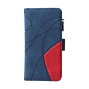 For Redmi K70 Dual-color 9 Card Slots Zipper Wallet Leather Phone Case(Blue)